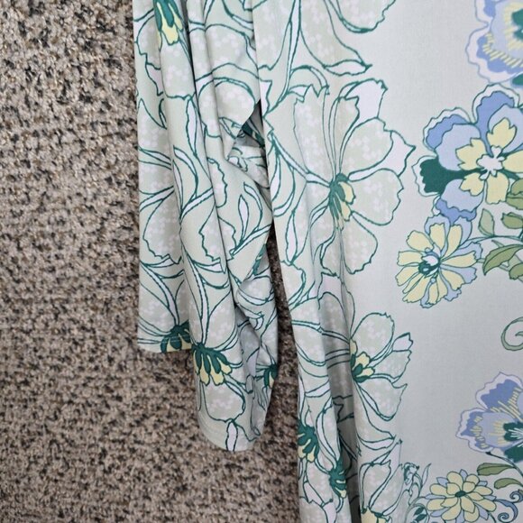 JM Collection Top Womens Small Teal Floral Print Blouse Cold Shoulder Ladies - Picture 3 of 7